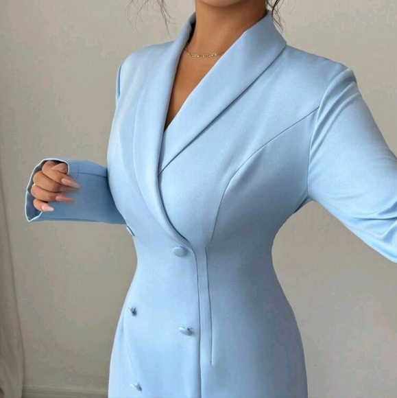 Elegant Romantic Waist Cinched Bodycon Dress With Collar And Long Sleevees Women - Picture 3 of 4